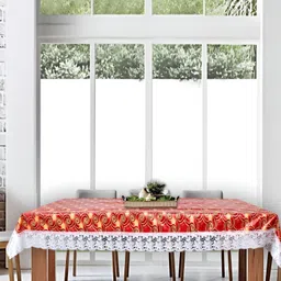 Stylista Red & Yellow Waterproof 8 Seater Rectangle Table Cover-4