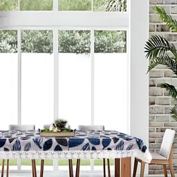 Stylista Blue Waterproof Floral Print 8 Seater Table Cover-22