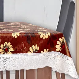 Stylista Brown & Yellow Floral Printed Waterproof 8 Seater Rectangle Table Cover-48