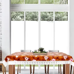Stylista Brown & Beige Floral Printed Waterproof Rectangle 8-Seater Table Cover-25