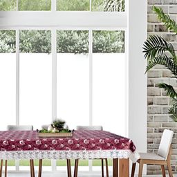 Stylista Maroon & White Floral Printed Waterproof 2.74 m x 1.52 m Rectangle Table Cover-image-98