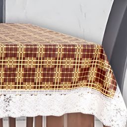 Stylista Brown Waterproof Geometric Print 10 Seater Table Cover-31