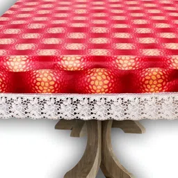 Stylista Red & White Printed 1.52 m x 3.04 m Waterproof Rectangle Table Cover-picture-17