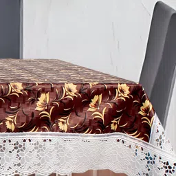 Stylista Brown & Yellow Floral Rectangle Waterproof 10-Seater Table Cover-20