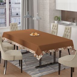 BIGGER FISH Coffee Brown Anti Skid 6 Seater Velvet Rectangular Table Cover-picture-17