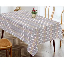 OASIS Grey Printed Cotton 4-Seater Table Cover-image-49