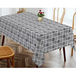 OASIS Grey Geometric Printed Cotton 4-Seater Table Cover-image-62