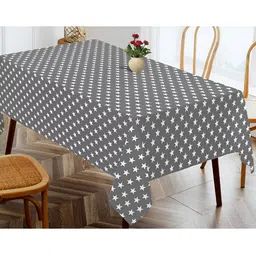 OASIS Grey & White Abstract Printed Cotton Rectangular Shaped 4 Seater Table Cover-26