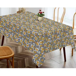 OASIS Grey & White Floral Printed Cotton Rectangle Table Cover-9