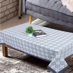 Texstylers Grey & White Printed Anti-Slip Cotton 4-Seater Table Cover-picture-26
