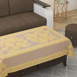 BIGGER FISH Yellow Floral Rectangular Cotton 4-Seater Table Cover-image-54