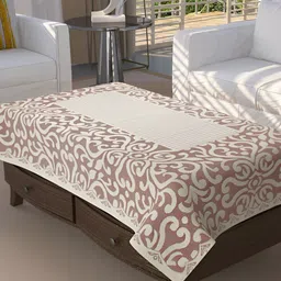 BIGGER FISH Maroon & White Floral Cotton 4-Seater Table Cover-55