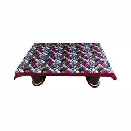 BIGGER FISH Maroon & Green Cotton 4-Seater Table Cover-55