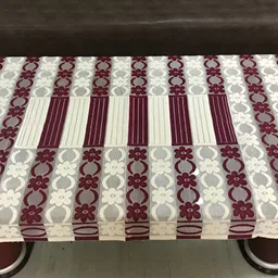 BIGGER FISH Maroon Ethnic Motifs Embroidered Cotton 4-Seater Table Cover-52