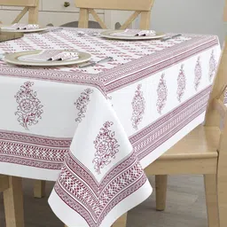 The Craft Monk Maroon Set of 7 Anti-Slip Cotton 6-Seater Table Cover-35