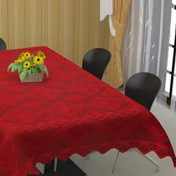 BIGGER FISH Maroon Cotton 6-Seater Table Cover-picture-23