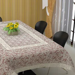 BIGGER FISH Maroon Ethnic Motifs Cotton 6-Seater Table Cover with Embroidered details-image-32