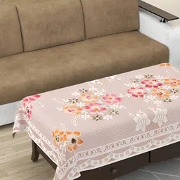 BIGGER FISH Peach-Coloured Self Design Cotton 6-Seater Table Cover-48