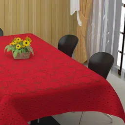 BIGGER FISH Maroon Printed Cotton 8-Seater Table Cover-10