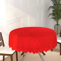 BIGGER FISH Red Floral Cotton 8-Seater Table Cover-picture-12