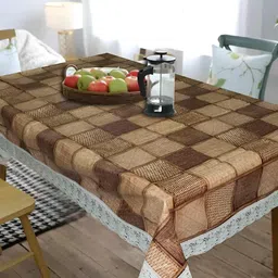 CASA-NEST Brown Checked 6 Seater Table Cover-image-91