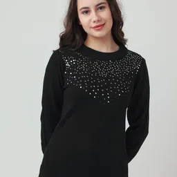 Zink London Women Embroidered Acrylic Pullover-image-69