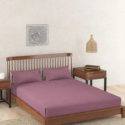 Fabindia Purple & White Striped Cotton Single Bedsheet with 2 Pillow Covers-picture-5