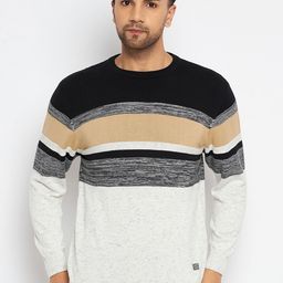 Duke Striped Round Neck Acrylic Pullover-image-91