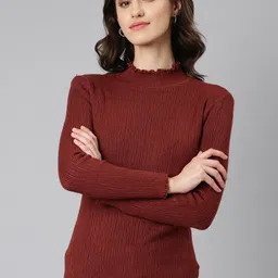 SHOWOFF Mock Collar Self Design Pullover Acrylic Sweater image 5