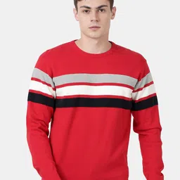 t-base Men Red & White Striped Pullover-17