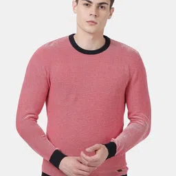 t-base Men Red & White Striped Pullover-16