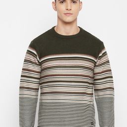 Duke Men Black & Maroon Striped Pullover-image-38
