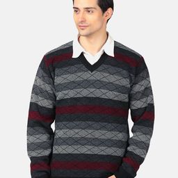 aarbee Men Black & Grey Striped Pullover sweater-image-12