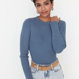 Trendyol Women Blue Solid Pullover-picture-30
