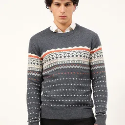 HARSAM Men Striped Wool Pullover-image-32