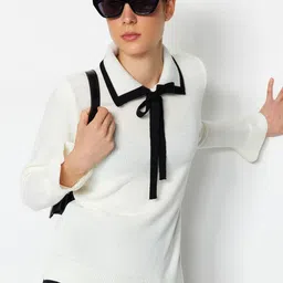 Trendyol Tie Up Neck Acrylic Pullover-image-13