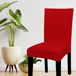 HOUSE OF QUIRK Single Red Solid Removable Chair Cover-image-86