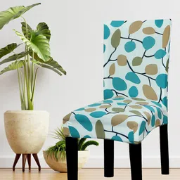 HOUSE OF QUIRK White & Blue Printed Chair Cover-image-18