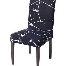 HOKIPO Navy Blue& White Printed Stretchable Chair Cover-10