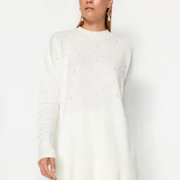 Trendyol Embellished Pure Acrylic Longline Pullover Sweaters-33