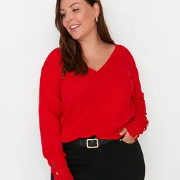 Trendyol Acrylic V-Neck Pullover Sweaters-11