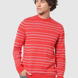 Celio Men Red & White Cotton Pullover-picture-14