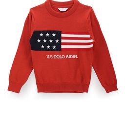 U.S. Polo Assn. Kids Boys Geometric Printed Pure Cotton Pullover-picture-0
