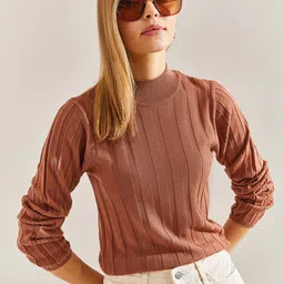 BIANCO LUCCI High Striped Self Design Pullover-picture-27