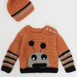 Woonie Unisex Kids Brown & Black Humour and Comic Pullover-8