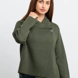Status Quo Women Olive Green Solid Pullover-image-24
