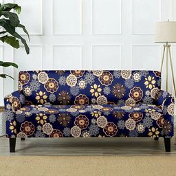 Cortina Blue & Beige Printed Sofa Cover-image-31