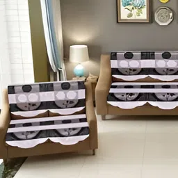 BIGGER FISH Black Floral Printed 6 Pcs 3 Seater Sofa Cover-image-67