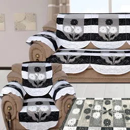 BIGGER FISH Black & White 16 Pieces 5 Seater Sofa Covers-image-23