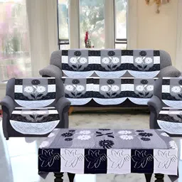 BIGGER FISH Black 10 Pcs 5 Seater Sofa Cover-image-94